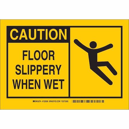 Brady Caution Sign, 7" H, 10" W, Polyester, Rectangle, English, 122696 122696